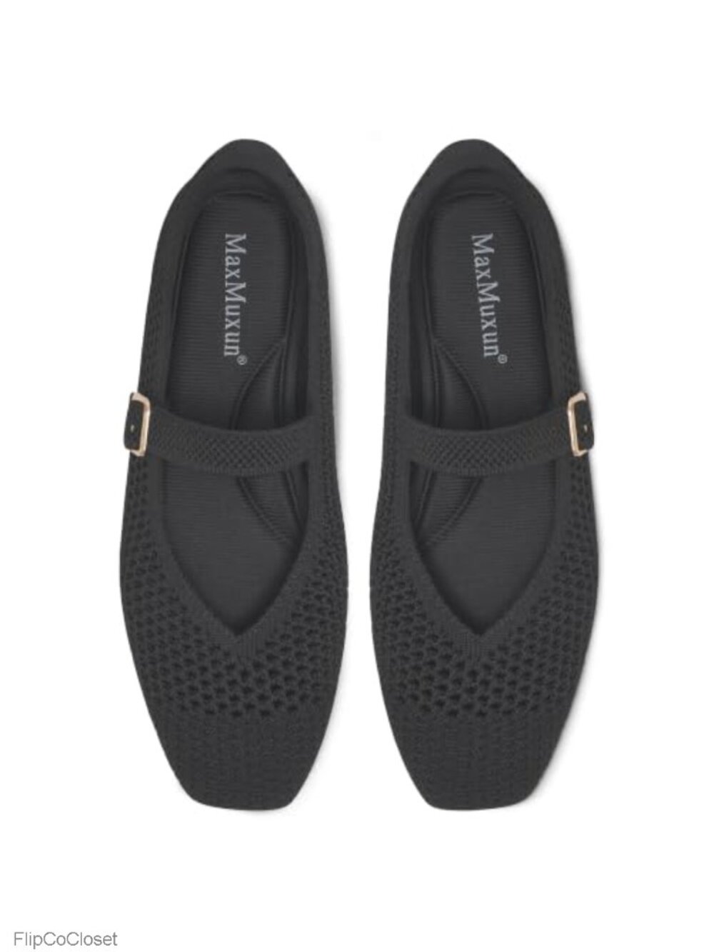 Mary Jane Mesh Flats Square Toe Buckle Strap Ballet Shoes